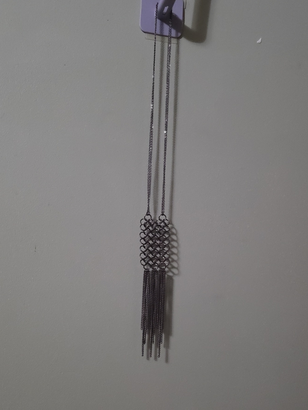 Elegant Silver-Tone Fringe Pendant Necklace